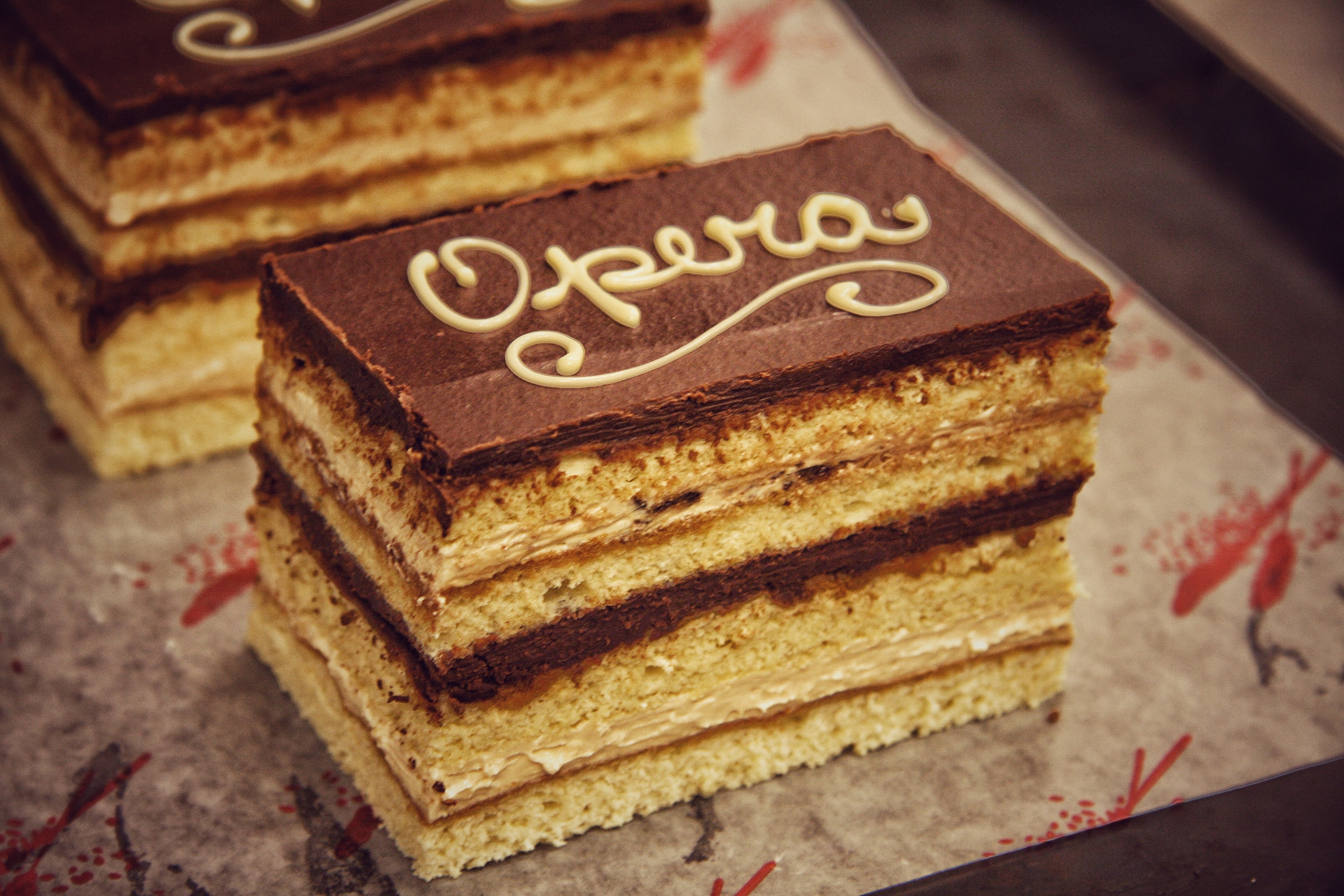 Handmade flourless opera cake